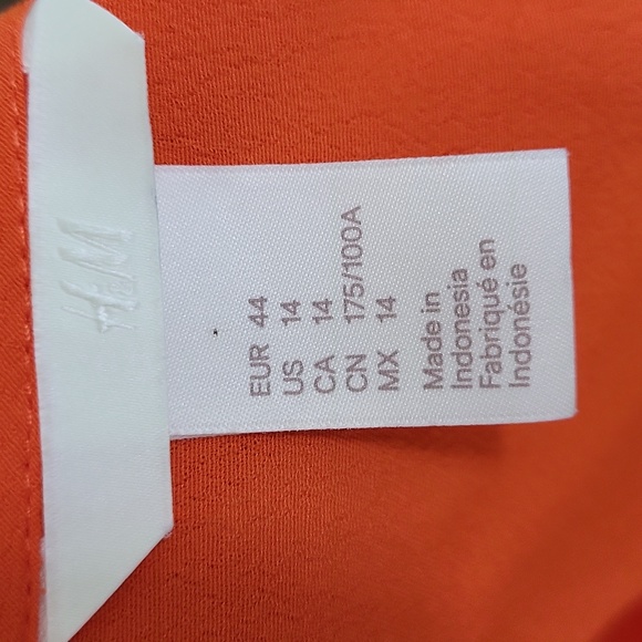 H&M Bright Vibrant Orange Sheath Shift 1/2 Sleeves Dress Plus Size Curvy Size 14 - Picture 7 of 12